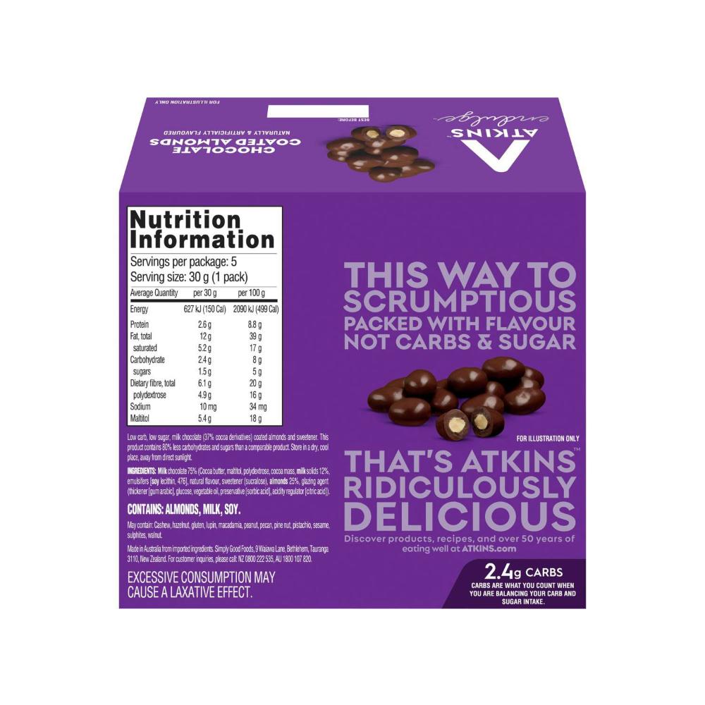 Atkins Low Carb Endulge Chocolate Coated Almonds 5x30g - 150g