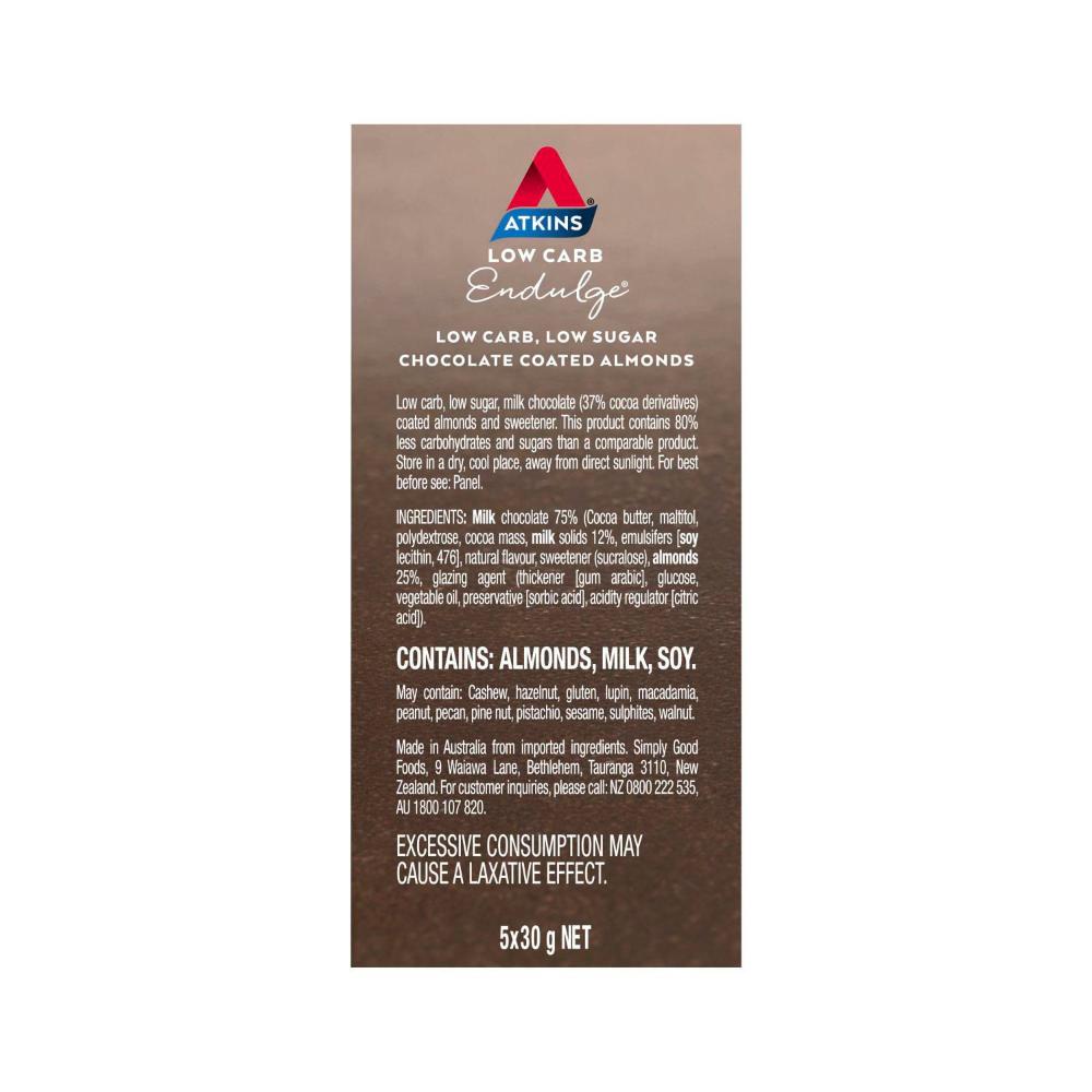 Atkins Low Carb Endulge Chocolate Coated Almonds 5x30g - 150g
