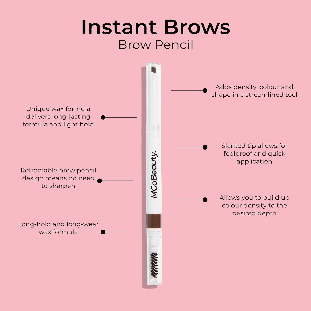 Mcobeauty Instant Brows Retractable Brown Pencil Light/medium Each