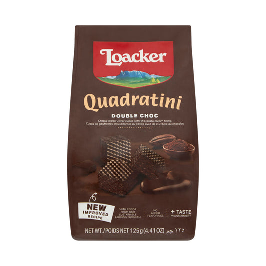 Loacker Quadratini Wafers Biscuits Double Choc - 125g