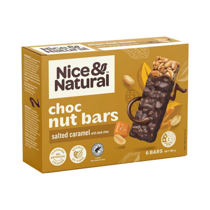 Nice & Natural Nut Bars Salted Caramel With Dark Choc Multipack Snacks 6 Pack - 180g