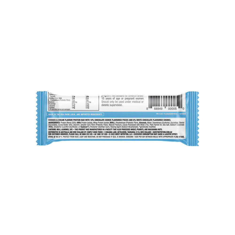 Quest Protein Bars Cookes & Cream 4X60G - 240g