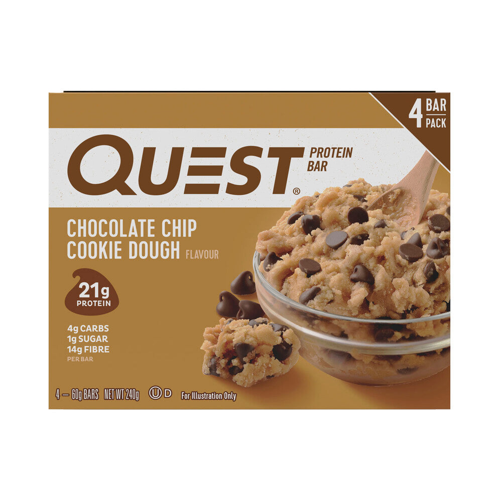 Quest Protein Bar Choc Chip Cookie Dough 4x60g - 240g