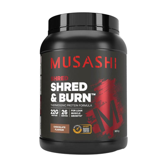 Musashi Shred & Burn Protein Powder Chocolate Milkshake - 900g