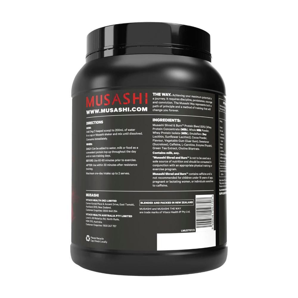 Musashi Shred & Burn Protein Powder Chocolate Milkshake - 900g