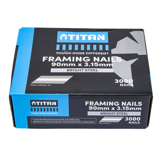 Titan Collated Framing Nails - 90mm - 3000 Pack