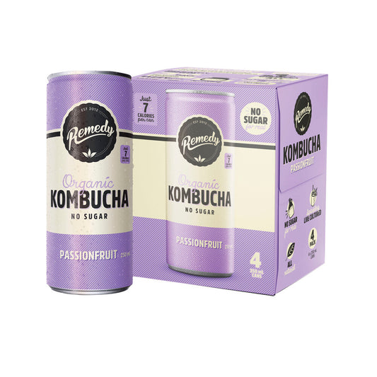Remedy Kombucha Passionfruit 250ml - 4 pack