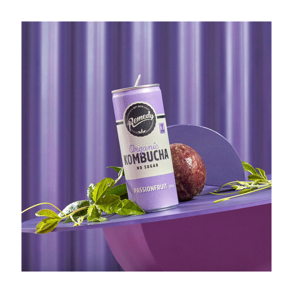 Remedy Kombucha Passionfruit 250ml - 4 pack