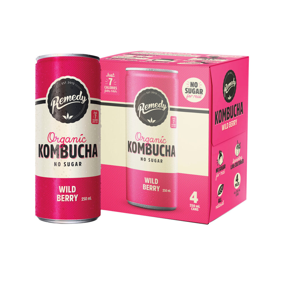 Remedy Kombucha Wild Berry 250ml - 4 pack