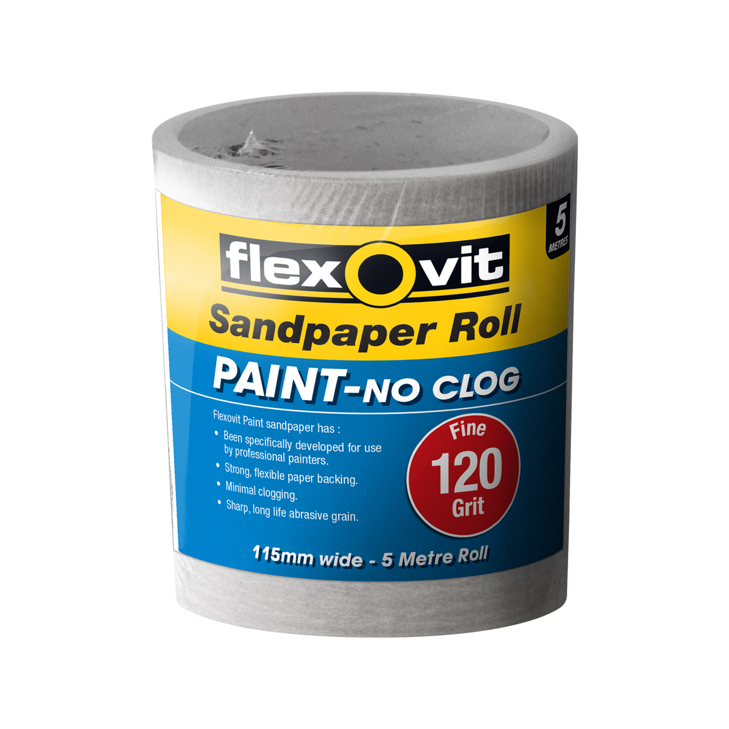 Flexovit Sandpaper Roll - 115mm x 5m - 120 Grit
