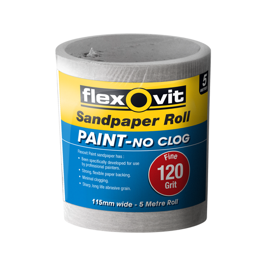 Flexovit Sandpaper Roll - 115mm x 5m - 120 Grit