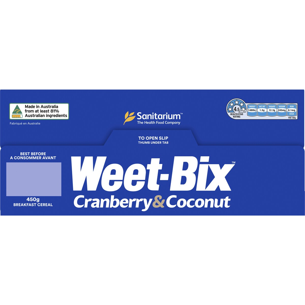 Weet-bix Cranberry & Coconut Breakfast Cereal 450g