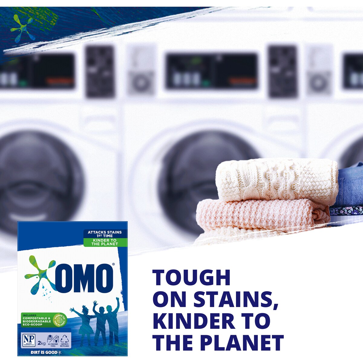 Omo Active Clean Washing Powder Front & Top Loader 2kg