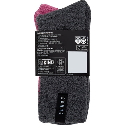 Bonds Ladies Super Soft Crew Socks Pink Size 3+ 2 Pack