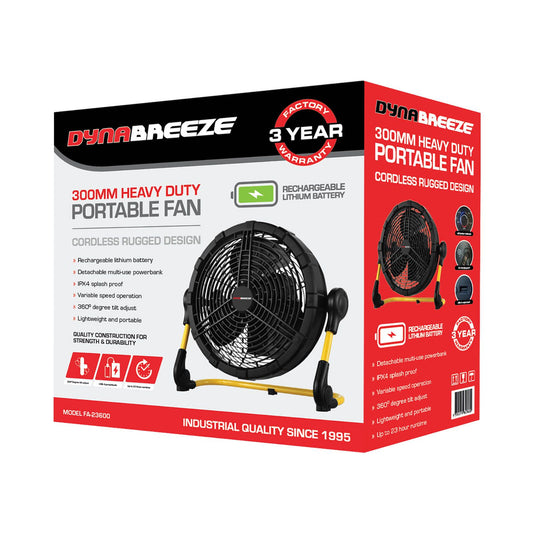 Dynabreeze Portable Fan - 300mm - Cordless