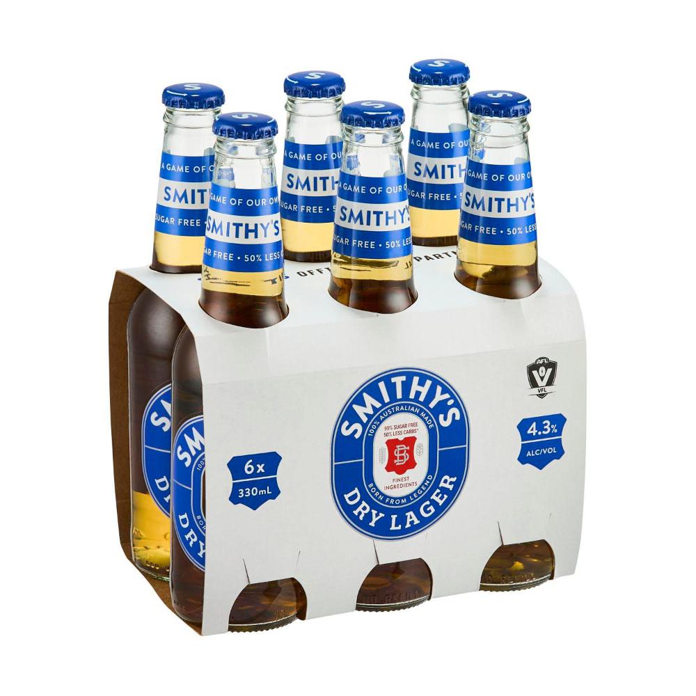 Smithy's Dry Lager Bottle 330ml - 6 Pack