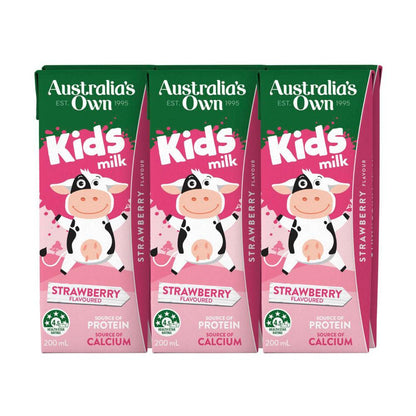 Australias Own Strawberry Kids Milk 200ml - 6 pack