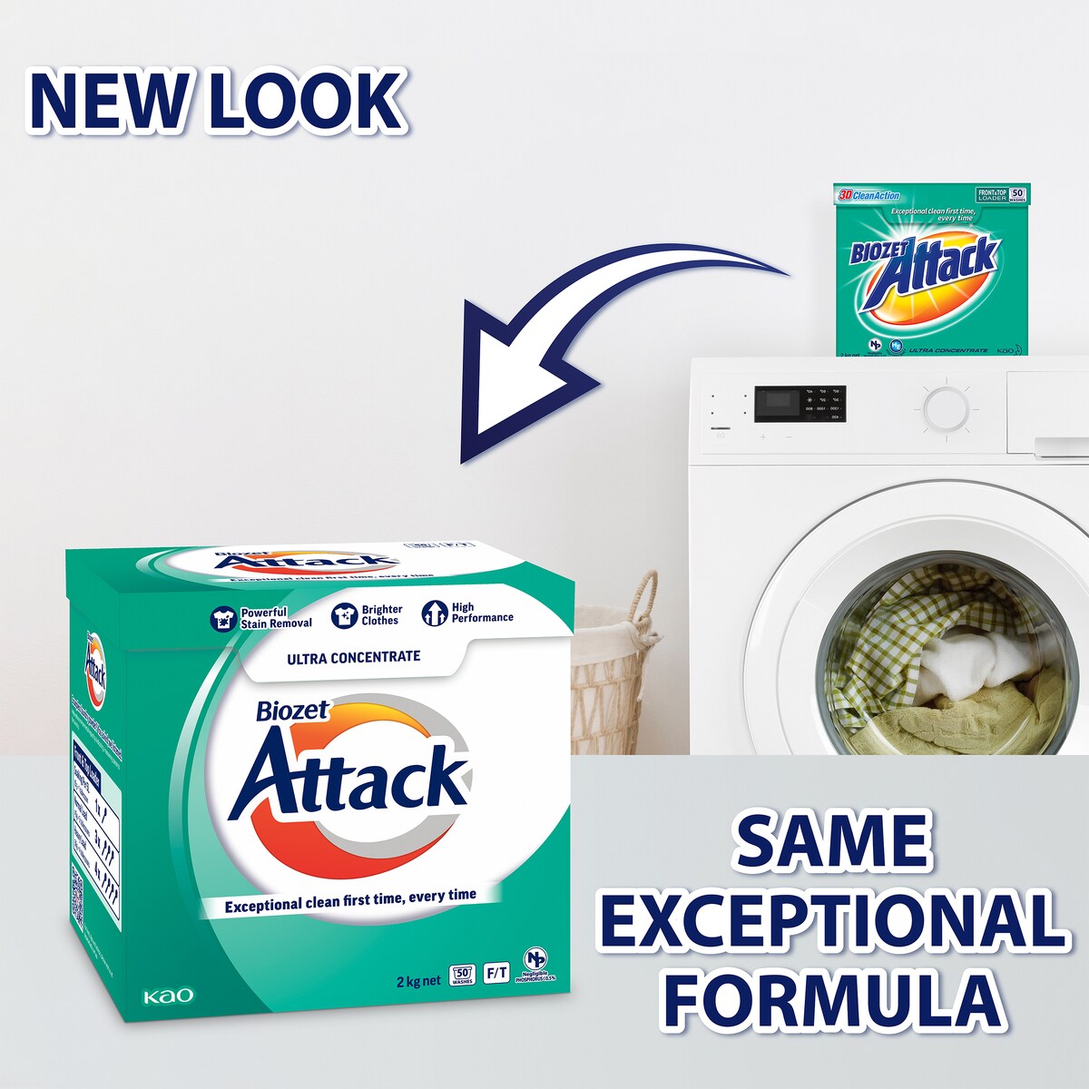 Biozet Attack Front & Top Loader Laundry Powder 2kg
