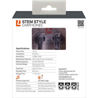 Liquid Ears True Wireless Stem Style Earphones Assorted Each