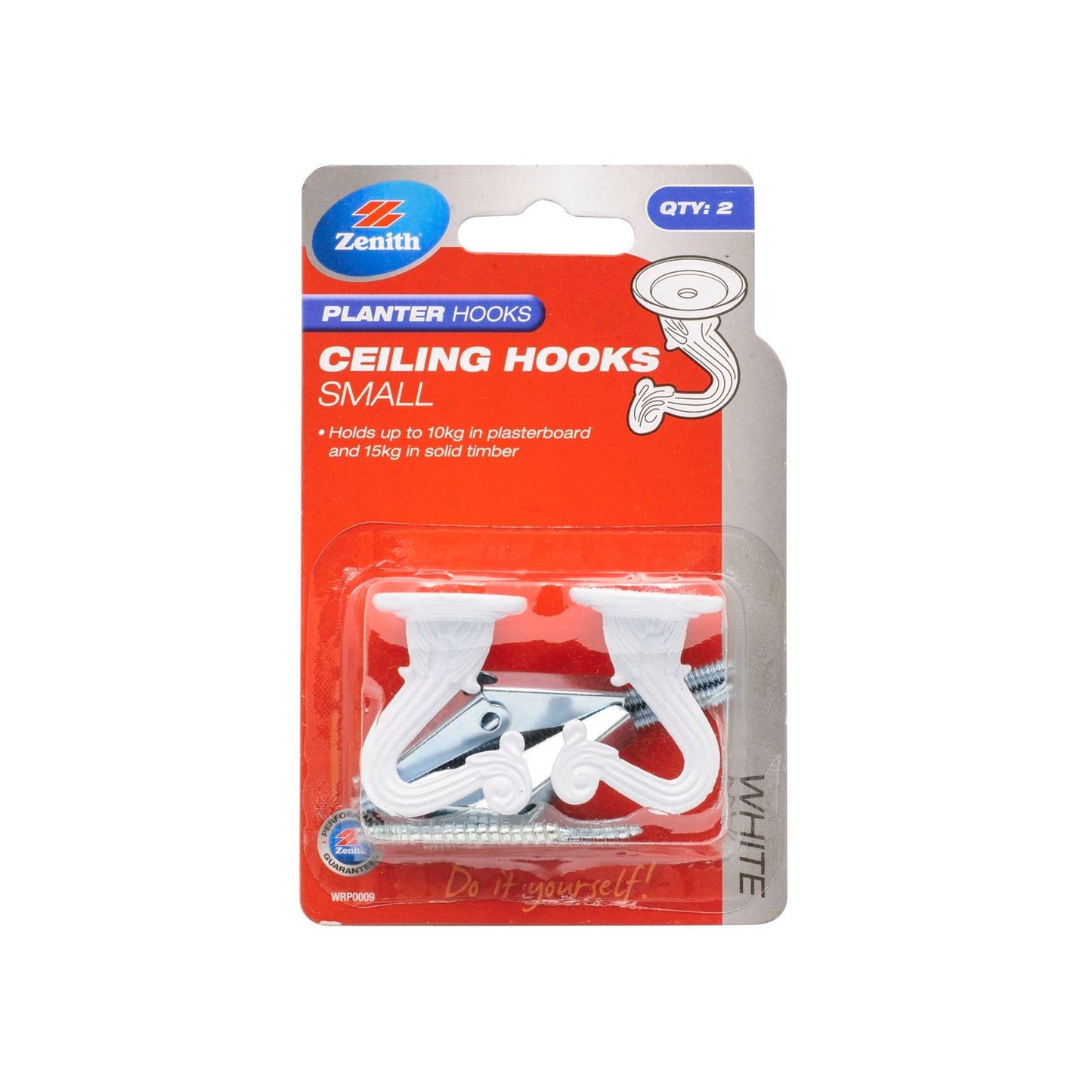 Zenith Planter Hook - 90 x 145mm - White - 2 Pack