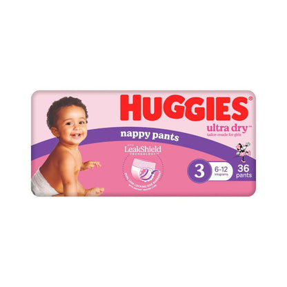 Huggies Ultra Dry Nappy Pants Girls Size 3 (6-12kg) - 36 pack