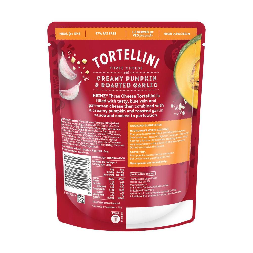 Heinz Tortellini Three Cheese Pasta Meal Creamy Pumpkin & Garlic - 350g