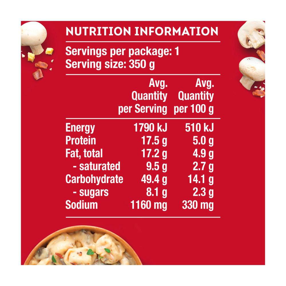 Heinz Tortellini Three Cheese Pasta Meal Creamy Mushroom & Bacon - 350g