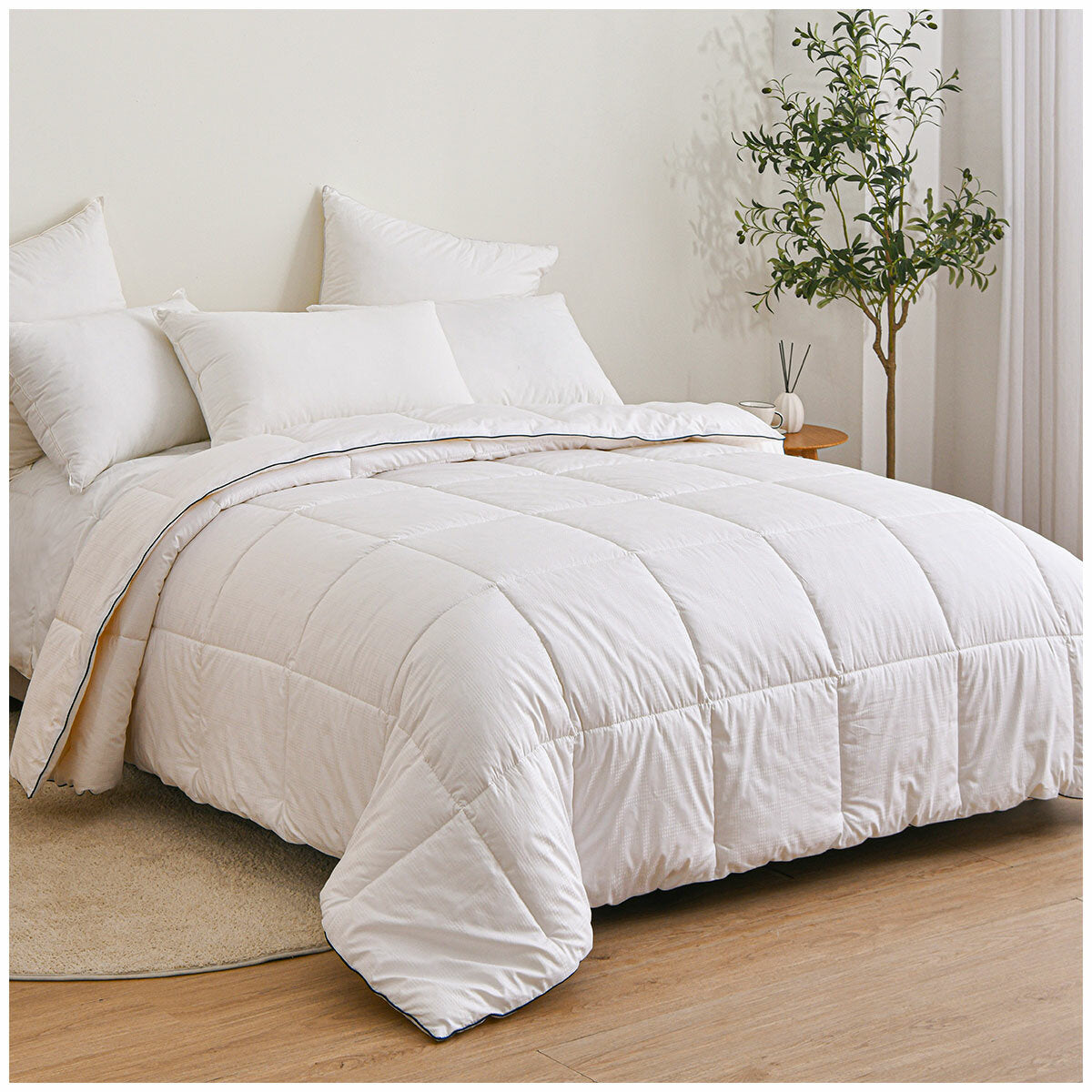 Onkaparinga All Seasons Wool Quilt King White Cotton Sateen Australian Wool