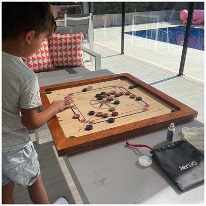 Jenjo Games Carrom Junior Carrom Board 155 Silver Indian Plywood