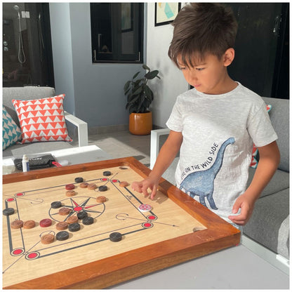 Jenjo Games Carrom Junior Carrom Board 155 Silver Indian Plywood