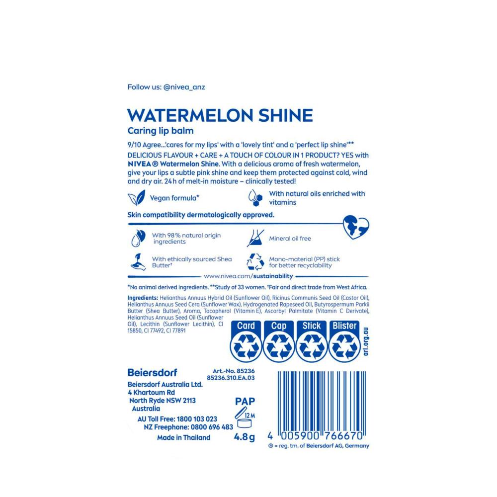 Nivea Lip Balm Watermelon Shine - 4.8g