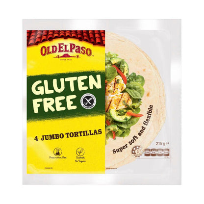 Old El Paso Gluten Free Jumbo Tortillas Burrito 4 Pack - 215g