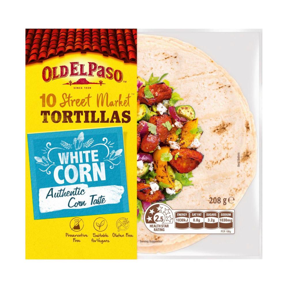 Old El Paso White Corn Tortillas Tacos 10 Pack - 208g