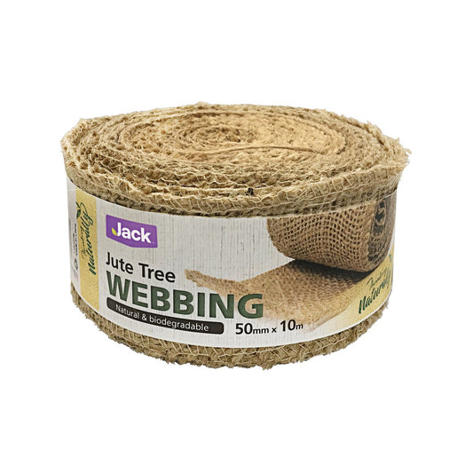 Jack 50mm x 10m Jute Webbing - Natural Plant Tie for Gardening & Crafts