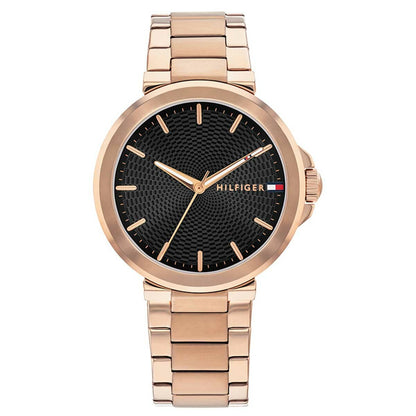 Tommy Hilfiger Lori Rose Gold Stainless Steel Black Dial Quartz Watch