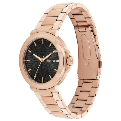 Tommy Hilfiger Lori Rose Gold Stainless Steel Black Dial Quartz Watch