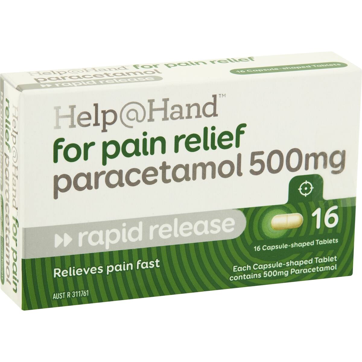 Help@hand For Pain Relief Paracetamol 500mg Rapid Release Tablets 16 Pack