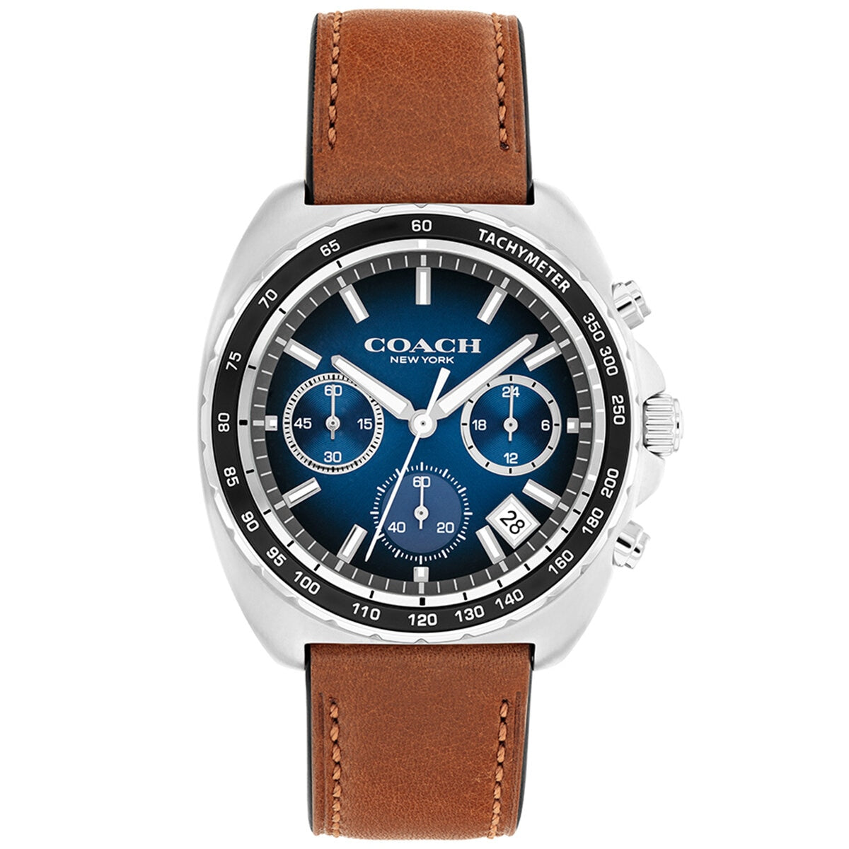 Coach Charter Sporty Men's Watch 14602741 Blue Dial Saddle Leather Quartz