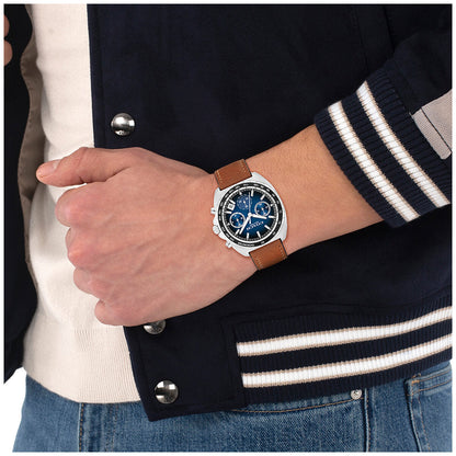 Coach Charter Sporty Men's Watch 14602741 Blue Dial Saddle Leather Quartz