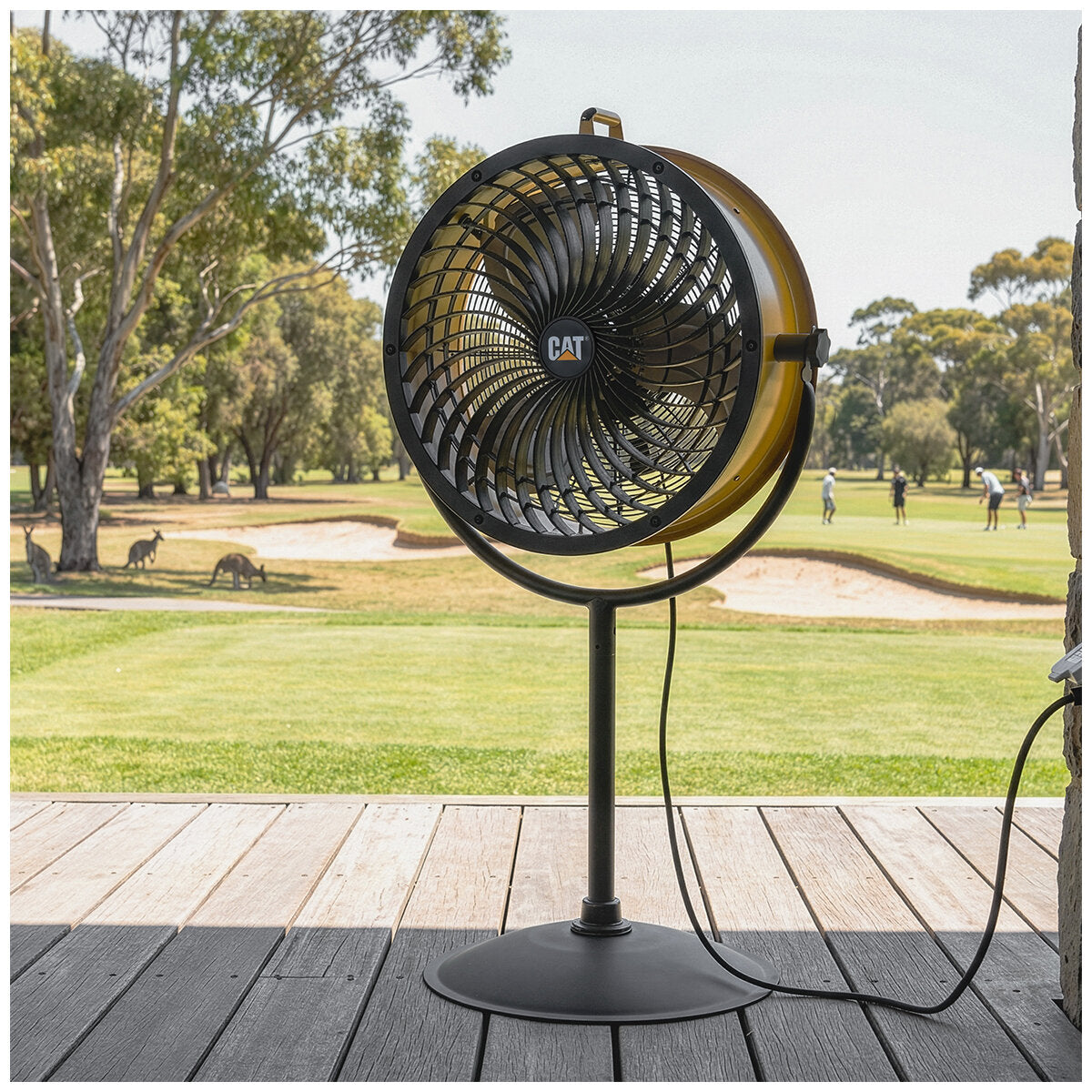 Caterpillar High Velocity Drum Pedestal Fan HVPD-18AC-OD Yellow 46cm