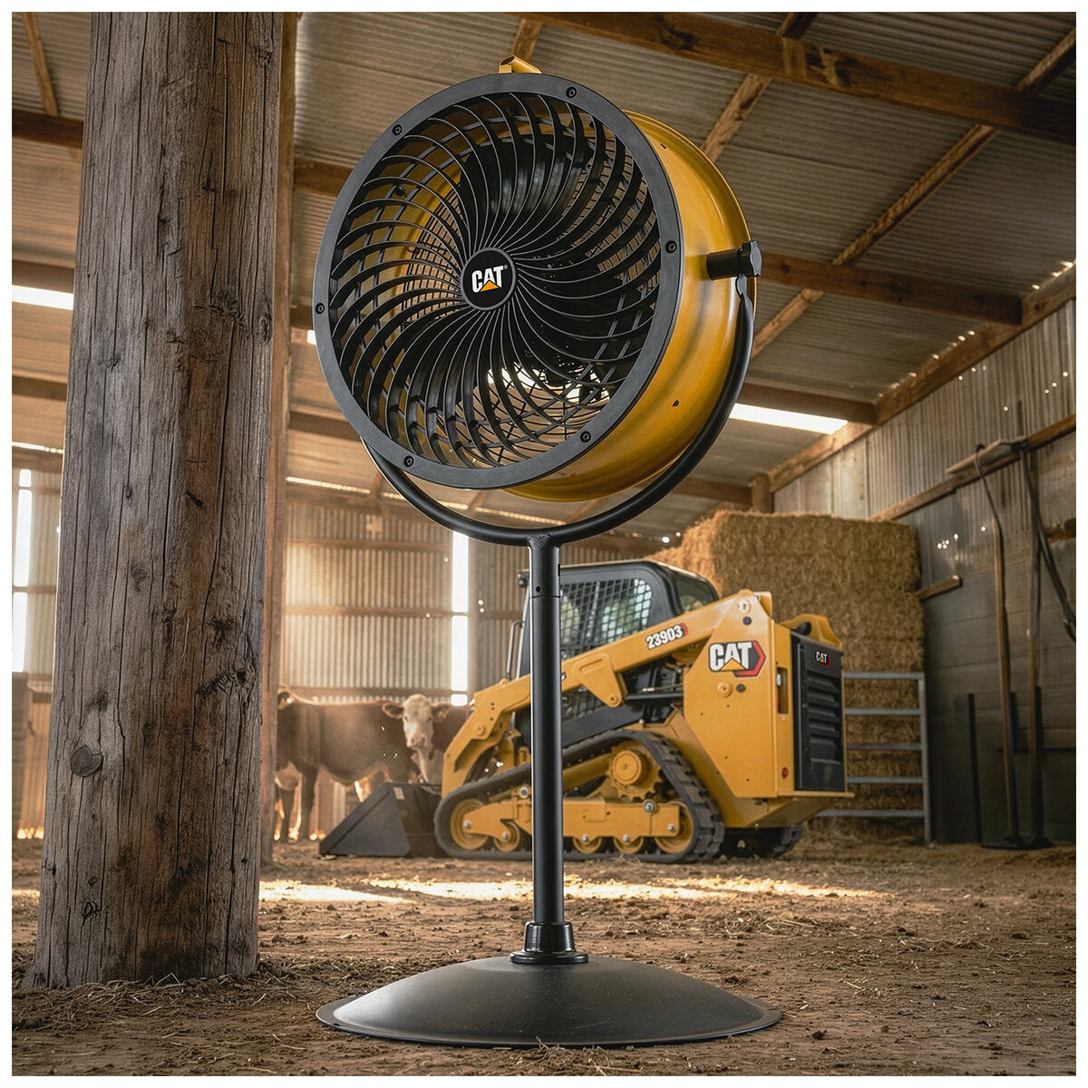 Caterpillar High Velocity Drum Pedestal Fan HVPD-18AC-OD Yellow 46cm