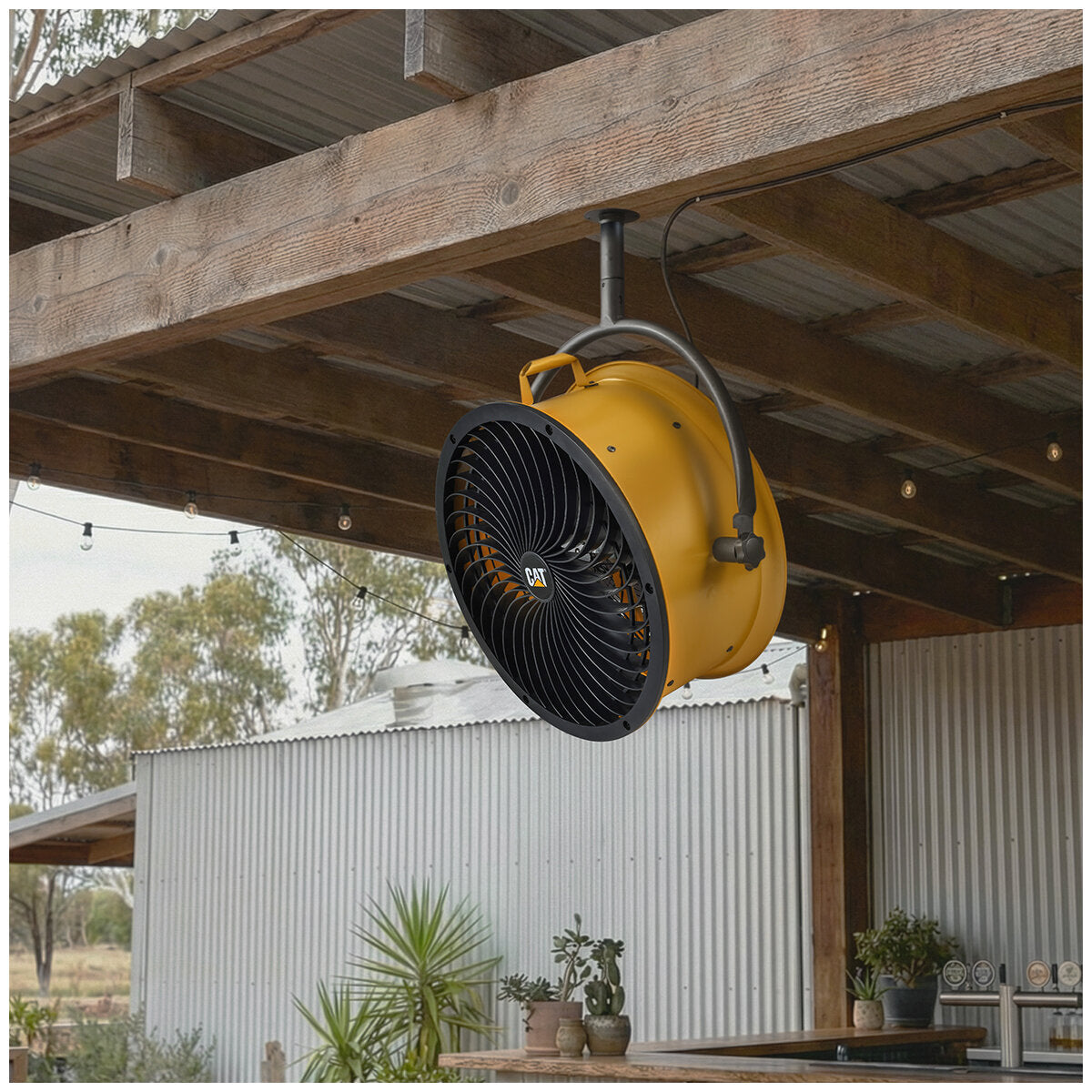 Caterpillar High Velocity Drum Pedestal Fan HVPD-18AC-OD Yellow 46cm