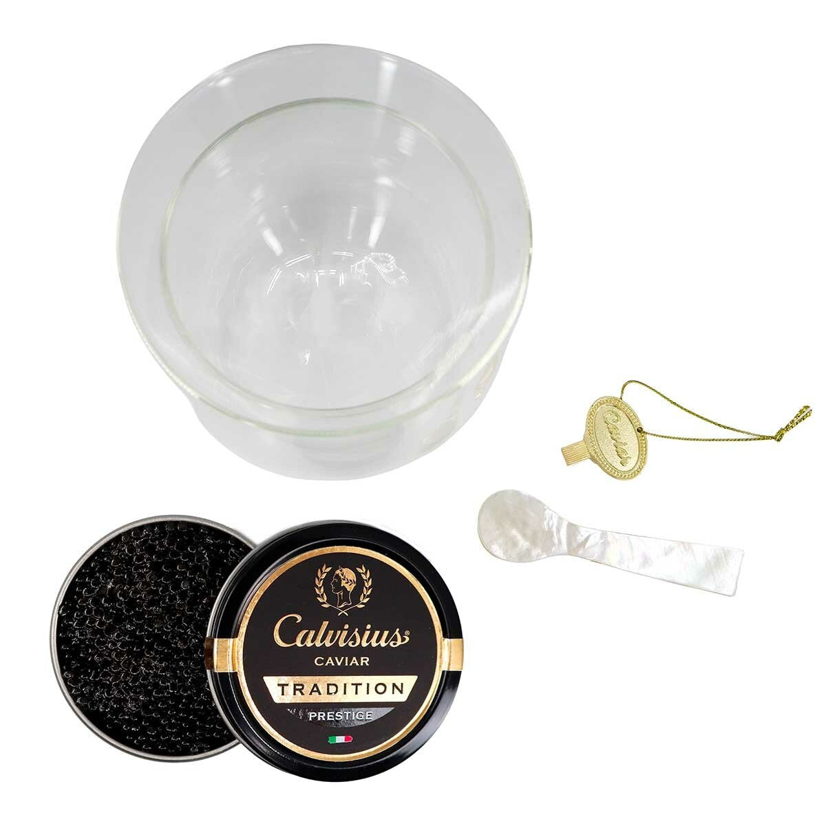 Calvisius Tradition Caviar Indulgence Hamper with Serving Set 100g