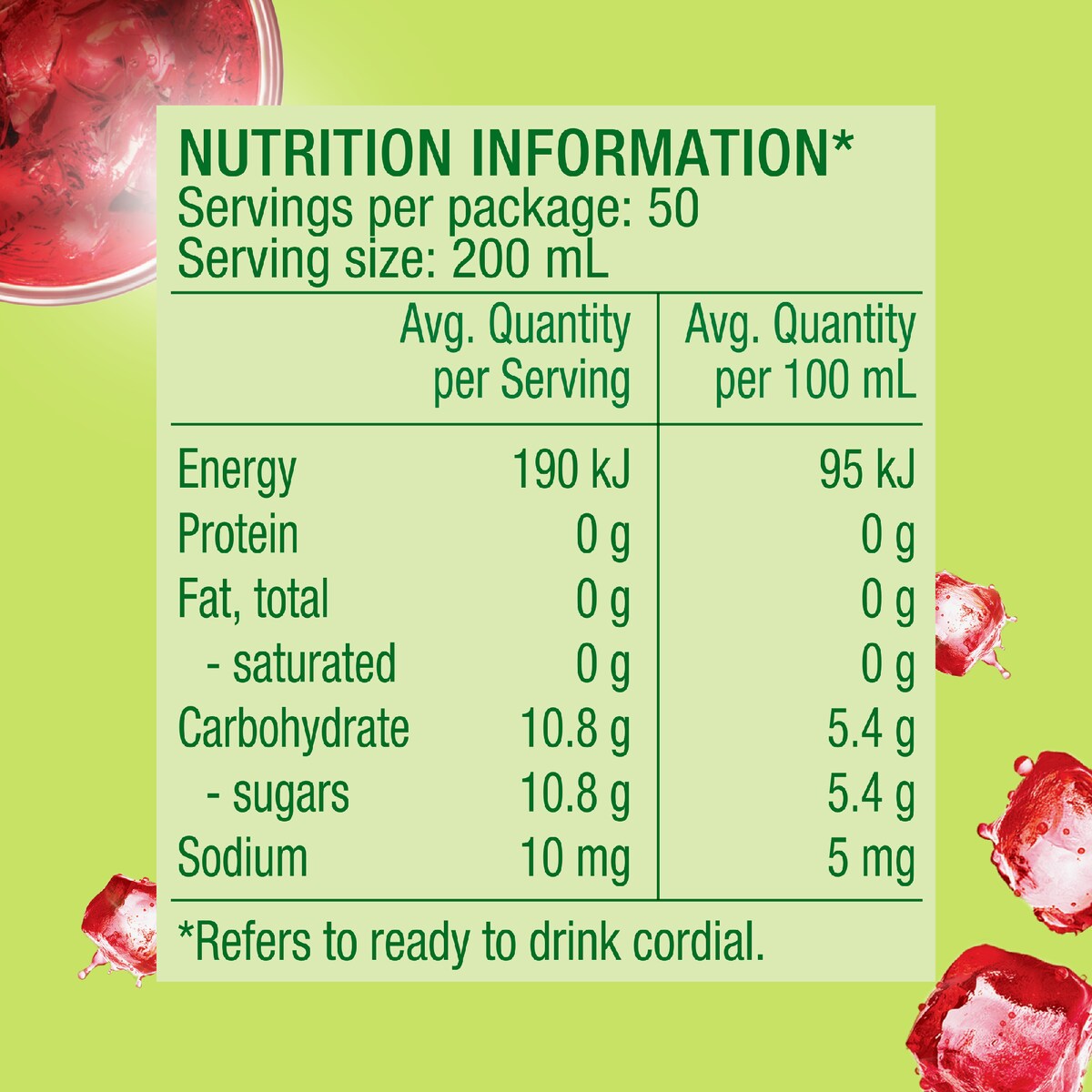 Golden Circle Cordials Raspberry Cordial 2l
