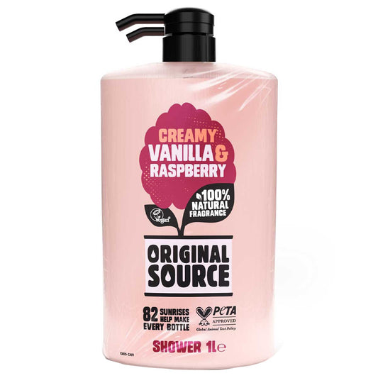 Original Source Creamy Vanilla & Raspberry Body Wash 2 x 1L Capacity Gentle