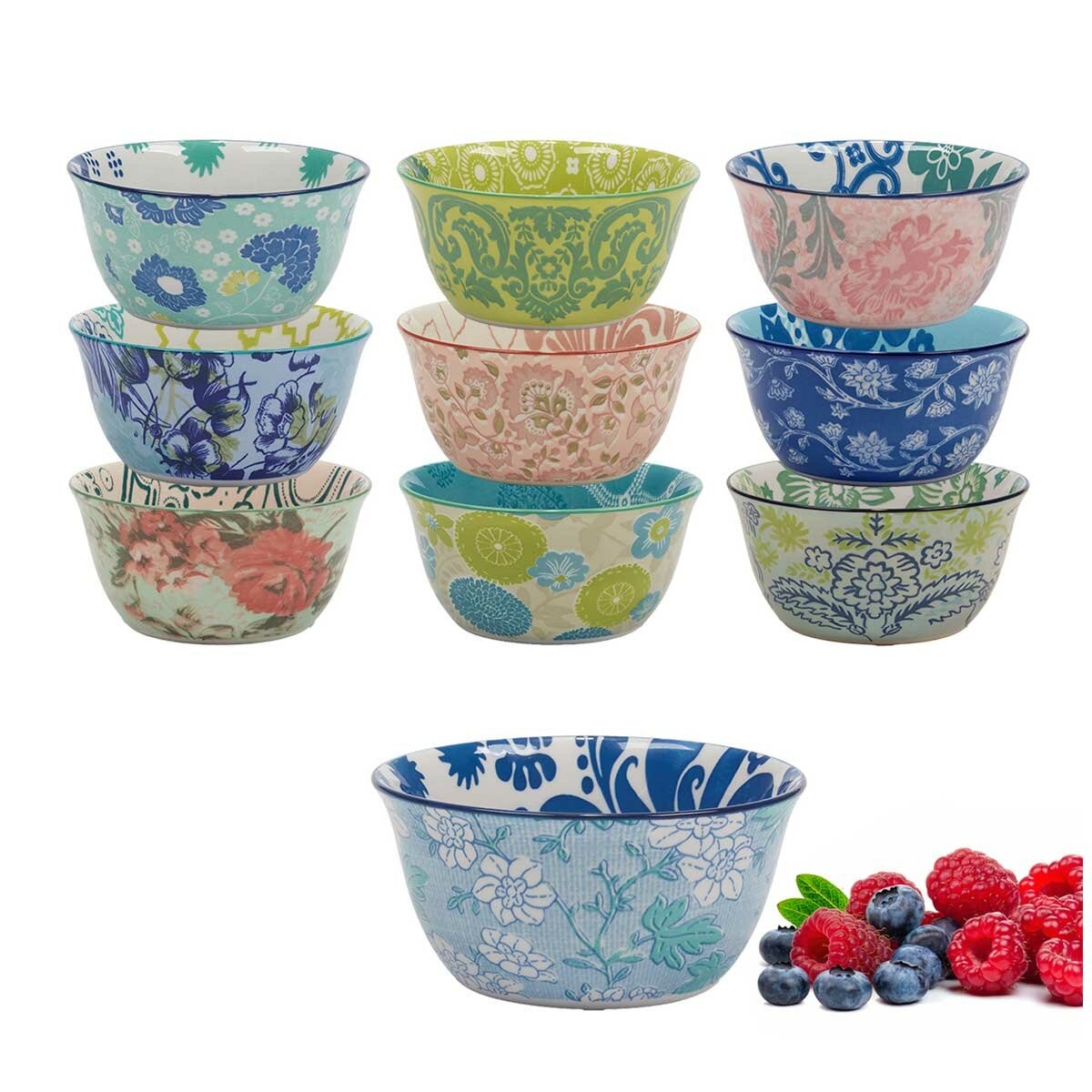 Provence Stoneware Bowls 10 Piece Set Dishwasher-Safe