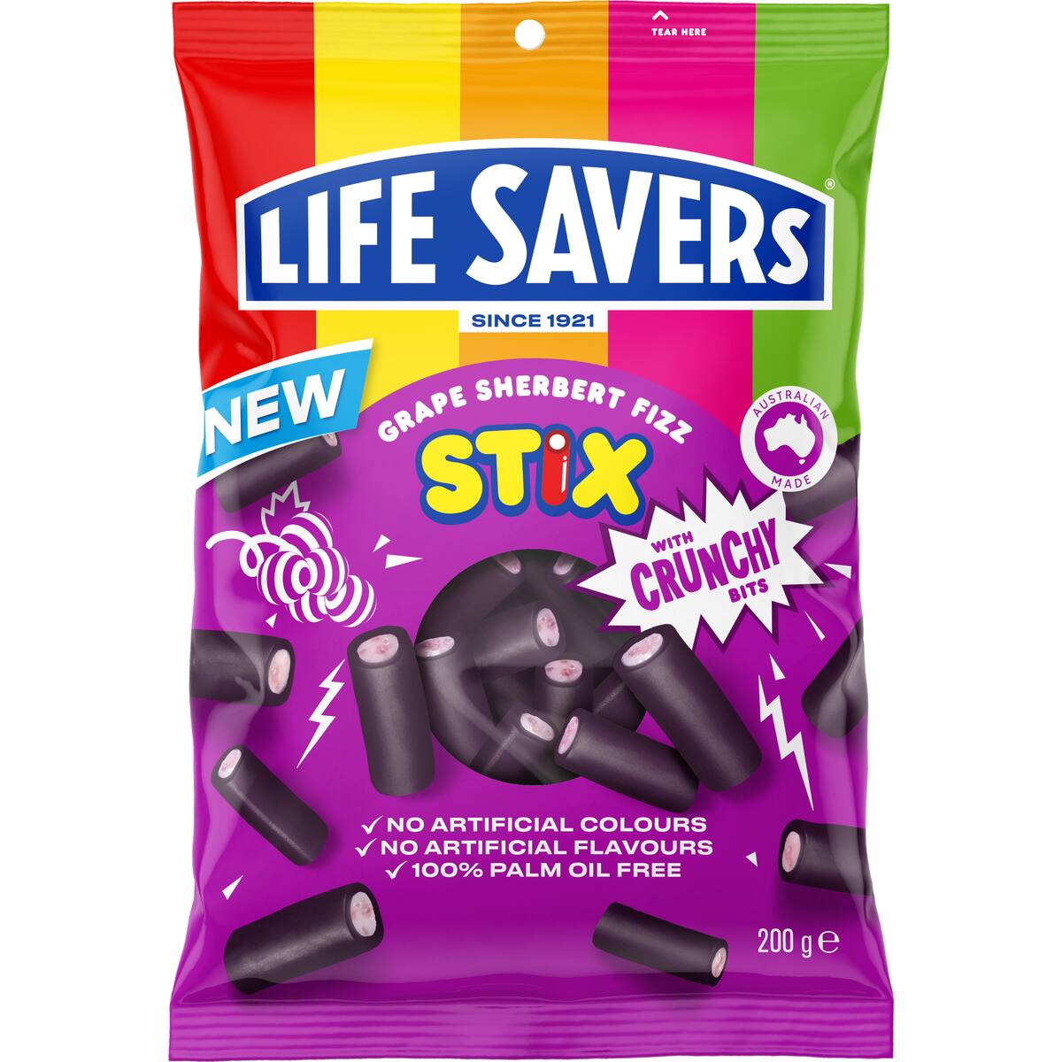 Life Savers Grape Sherbert Fizz Stix 200g