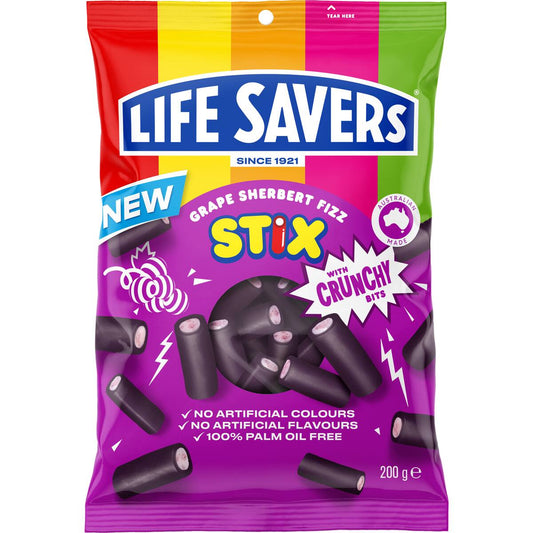 Life Savers Grape Sherbert Fizz Stix 200g