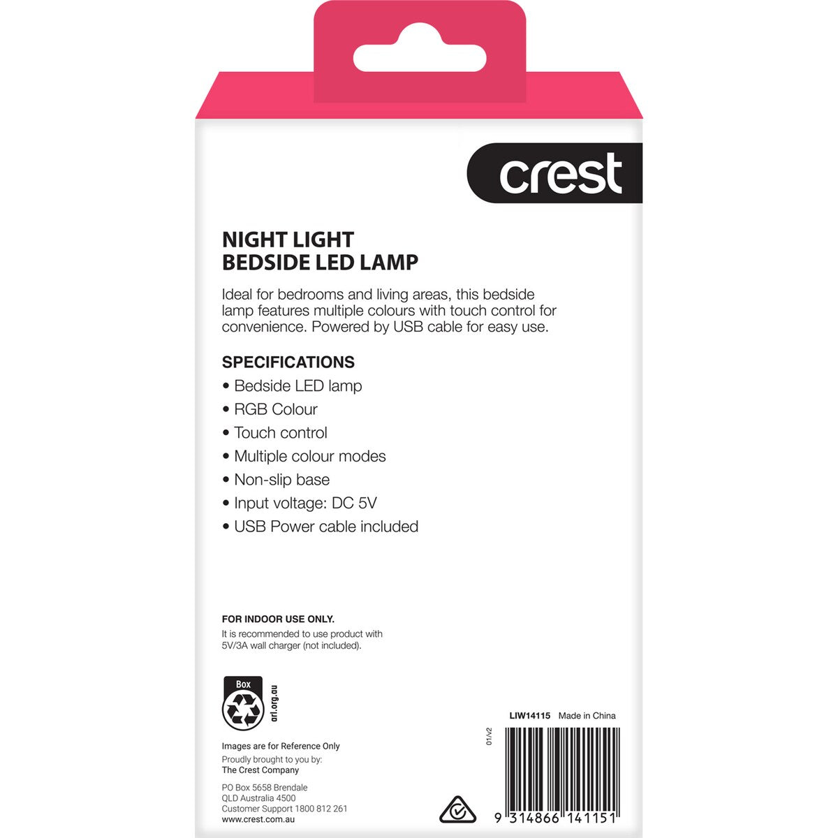 Crest Night Light Bedside Lamp each