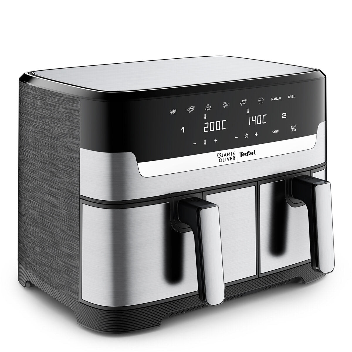 Tefal Jamie Oliver Dual Drawer Air Fryer EY905J Stainless Steel 8.3L